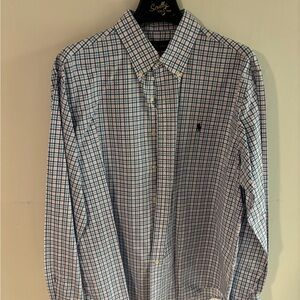 Polo Ralph Lauren Men's Blue and White Checkered Shirt